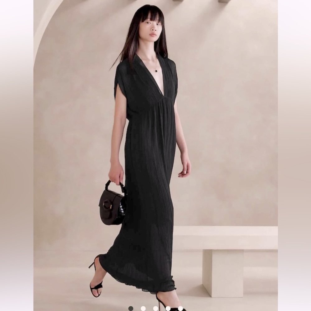 Banana Republic, Ana Pleated Maxi Dress, MP, Black